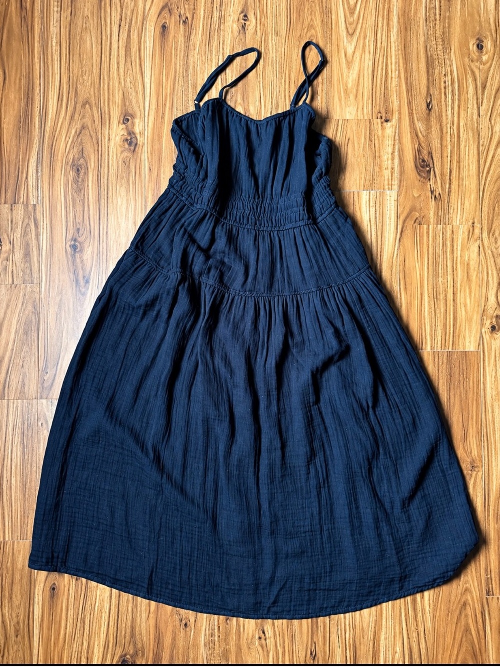 Old Navy Sleeveless Shirred Gauze Maxi Dress Women Large Black